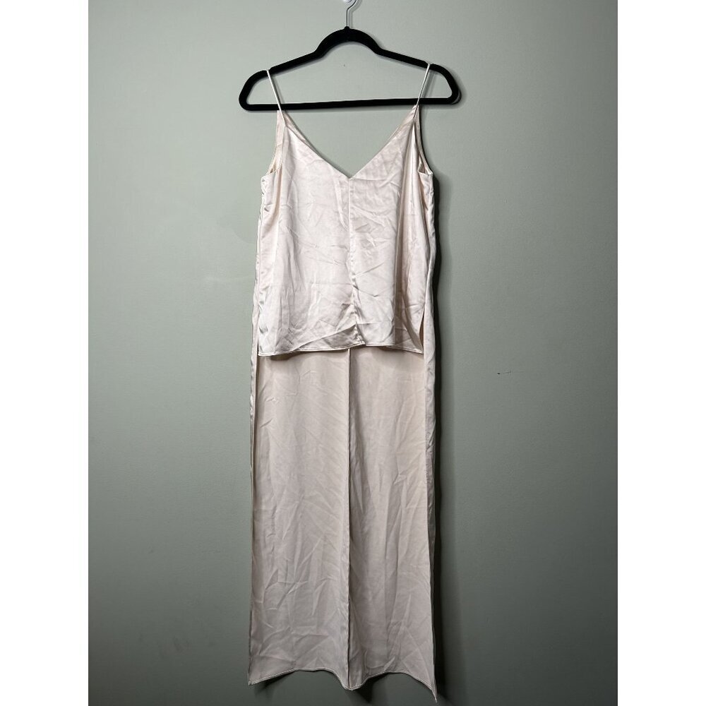 Obando Cream Satin V-Neck High Low Tank Top Women's Size 2